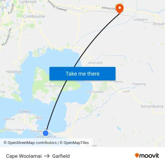 Cape Woolamai to Garfield map