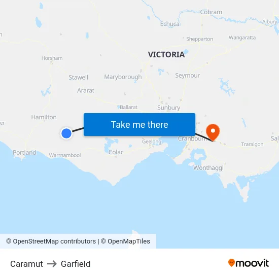 Caramut to Garfield map