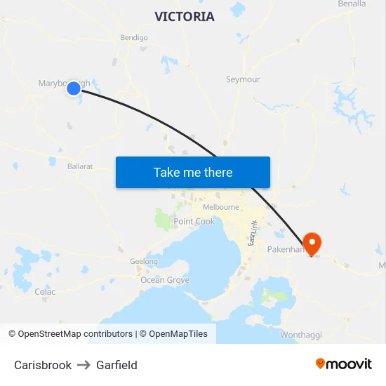 Carisbrook to Garfield map