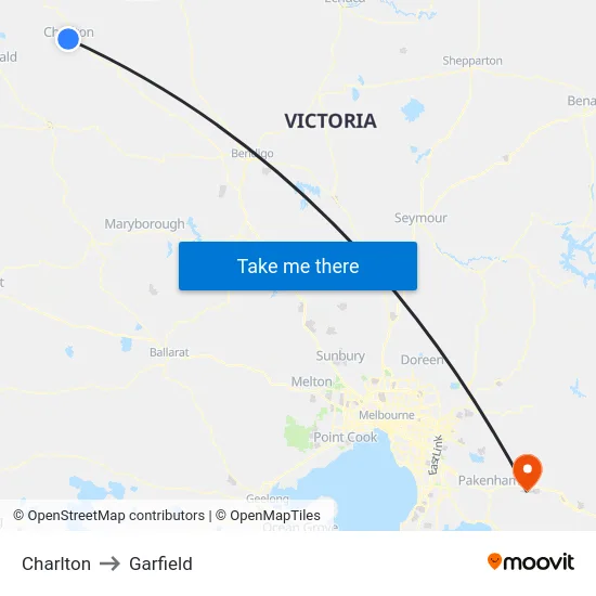 Charlton to Garfield map