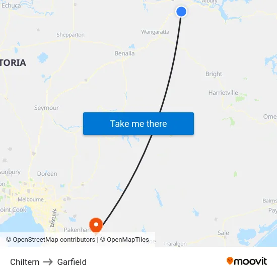 Chiltern to Garfield map