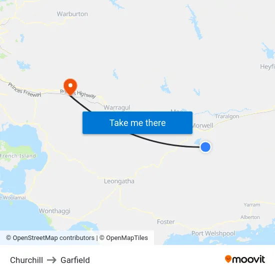 Churchill to Garfield map