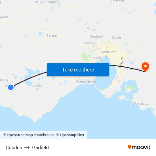 Cobden to Garfield map