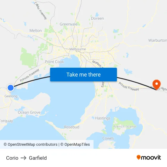 Corio to Garfield map