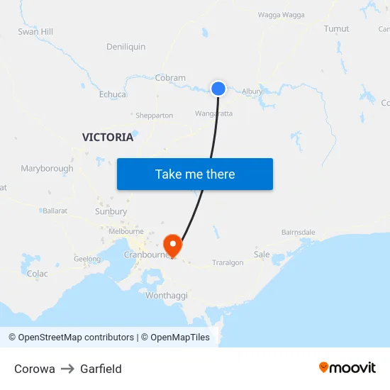 Corowa to Garfield map