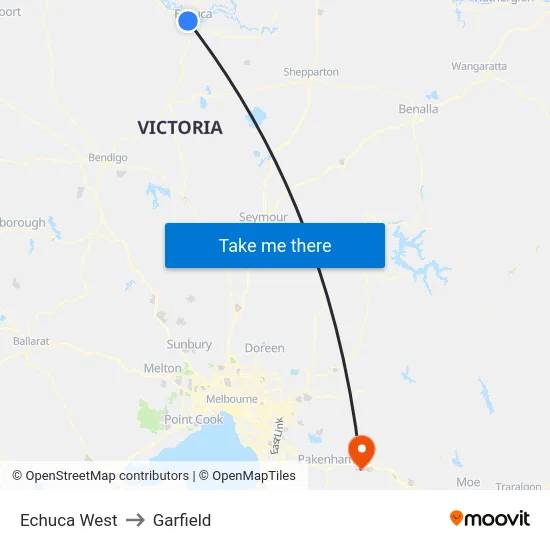 Echuca West to Garfield map