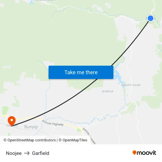 Noojee to Garfield map