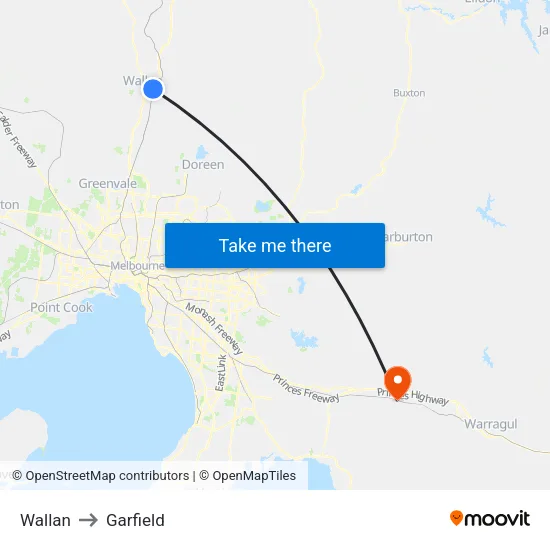 Wallan to Garfield map