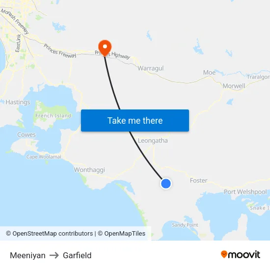 Meeniyan to Garfield map