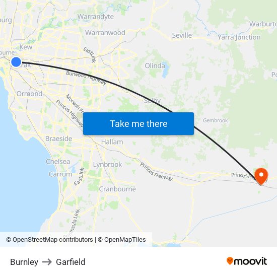 Burnley to Garfield map