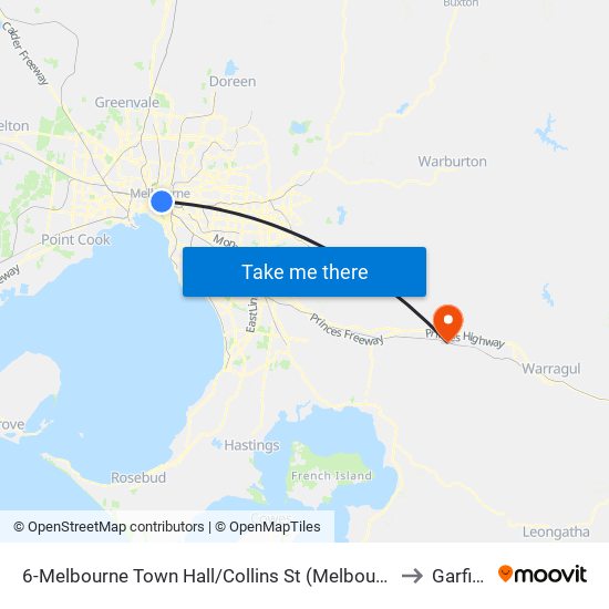 6-Melbourne Town Hall/Collins St (Melbourne City) to Garfield map