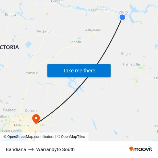 Bandiana to Warrandyte South map