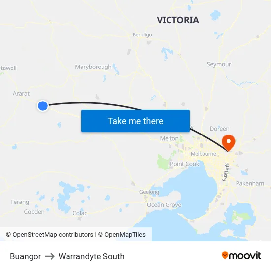 Buangor to Warrandyte South map