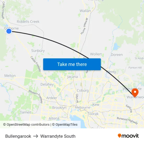 Bullengarook to Warrandyte South map