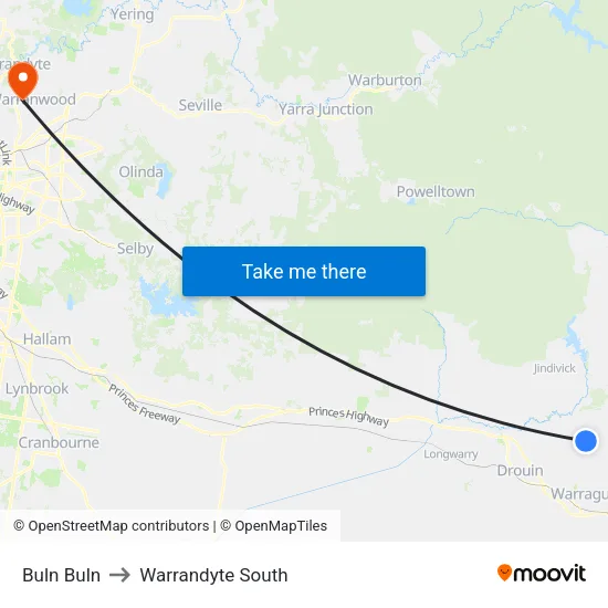Buln Buln to Warrandyte South map