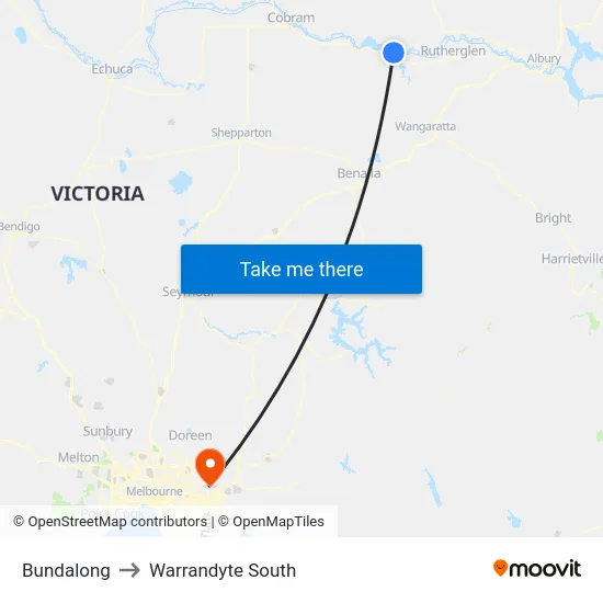 Bundalong to Warrandyte South map