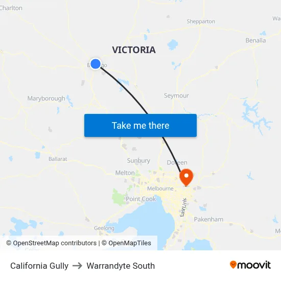 California Gully to Warrandyte South map