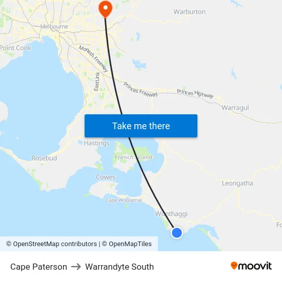 Cape Paterson to Warrandyte South map