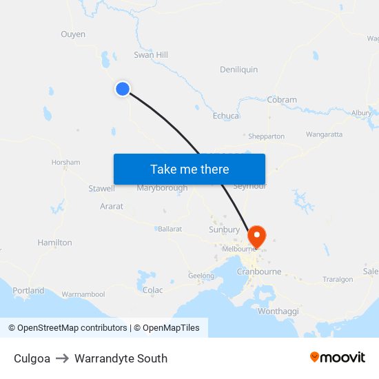 Culgoa to Warrandyte South map