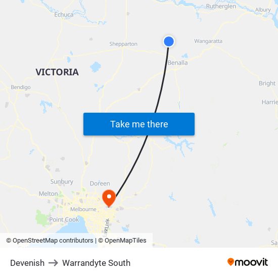 Devenish to Warrandyte South map