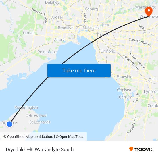 Drysdale to Warrandyte South map