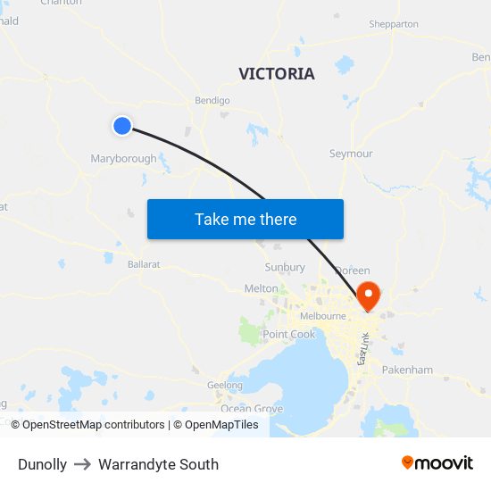 Dunolly to Warrandyte South map