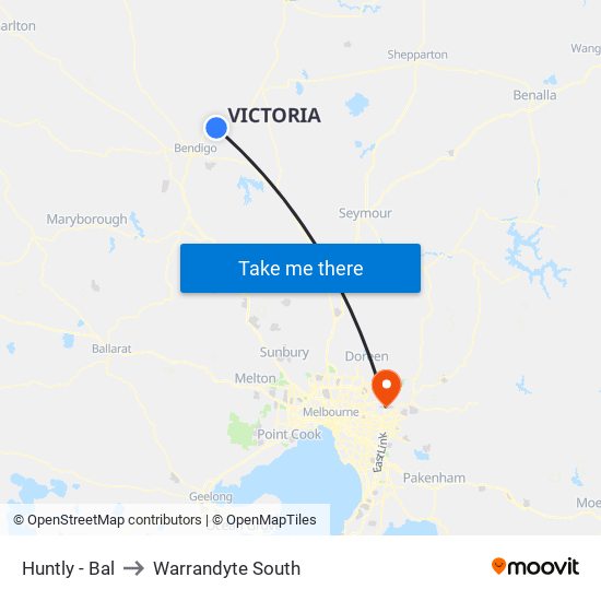 Huntly - Bal to Warrandyte South map