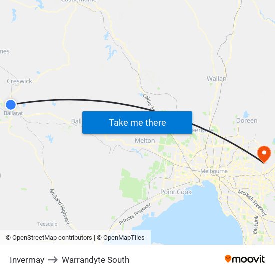 Invermay to Warrandyte South map