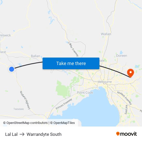 Lal Lal to Warrandyte South map