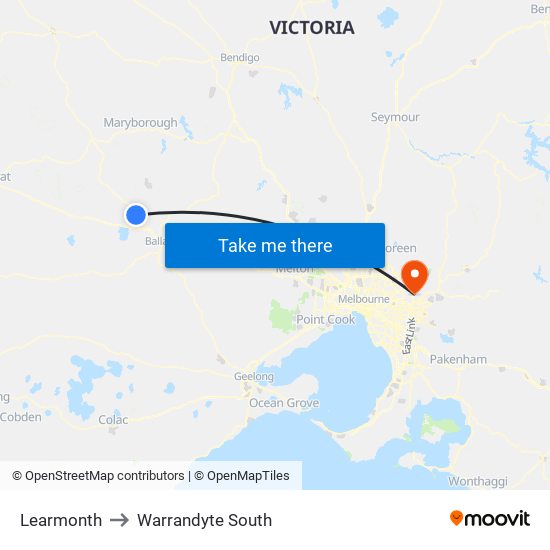 Learmonth to Warrandyte South map