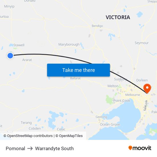 Pomonal to Warrandyte South map