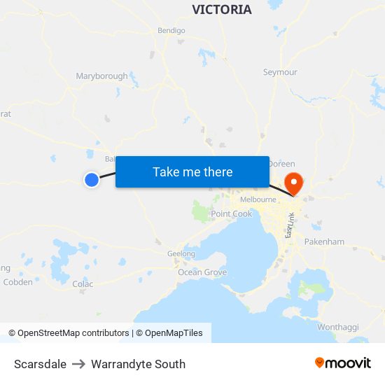 Scarsdale to Warrandyte South map