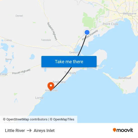 Little River to Aireys Inlet map