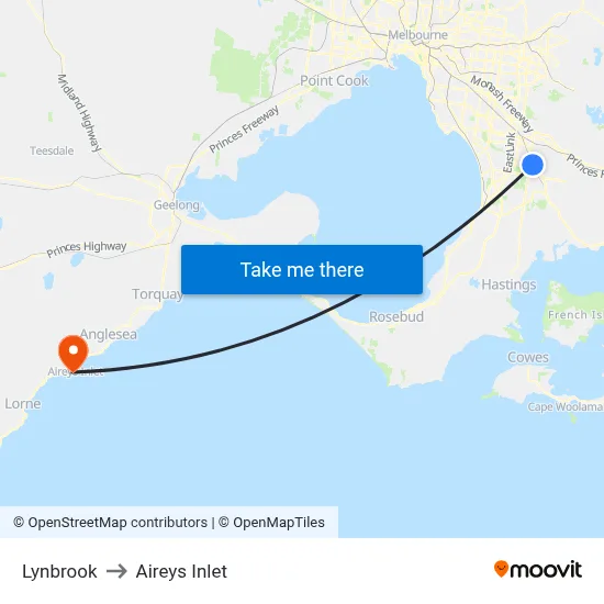 Lynbrook to Aireys Inlet map