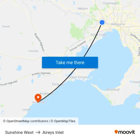 Sunshine West to Aireys Inlet map