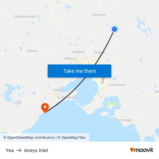 Yea to Aireys Inlet map