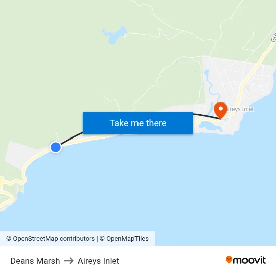 Deans Marsh to Aireys Inlet map