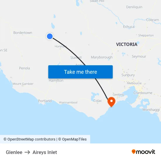 Glenlee to Aireys Inlet map