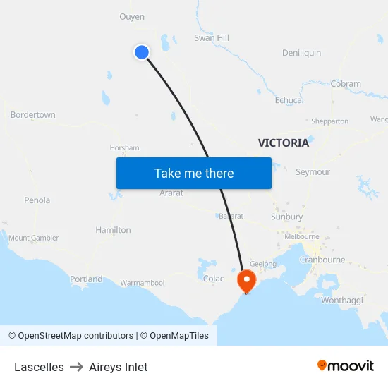 Lascelles to Aireys Inlet map