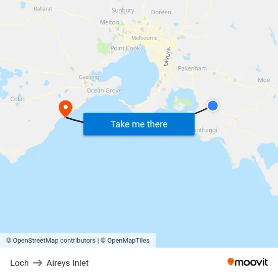 Loch to Aireys Inlet map