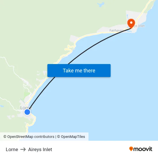 Lorne to Aireys Inlet map