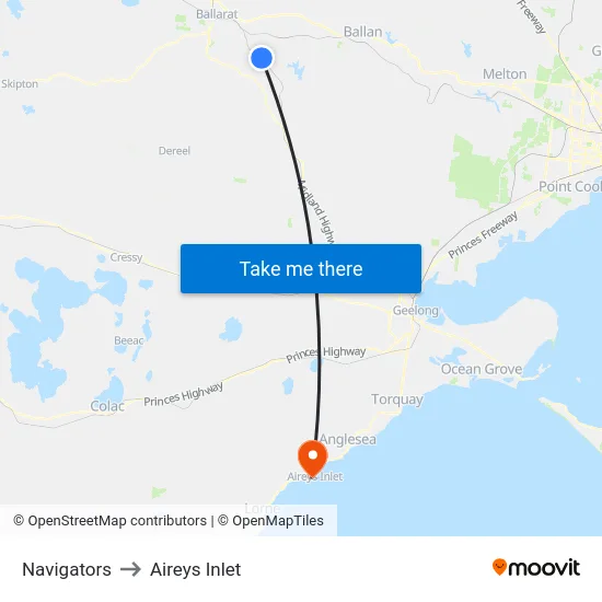 Navigators to Aireys Inlet map