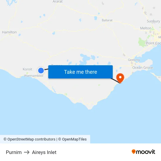 Purnim to Aireys Inlet map