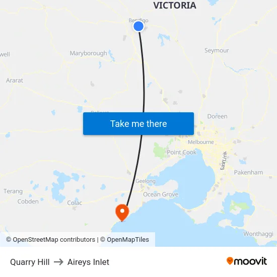 Quarry Hill to Aireys Inlet map