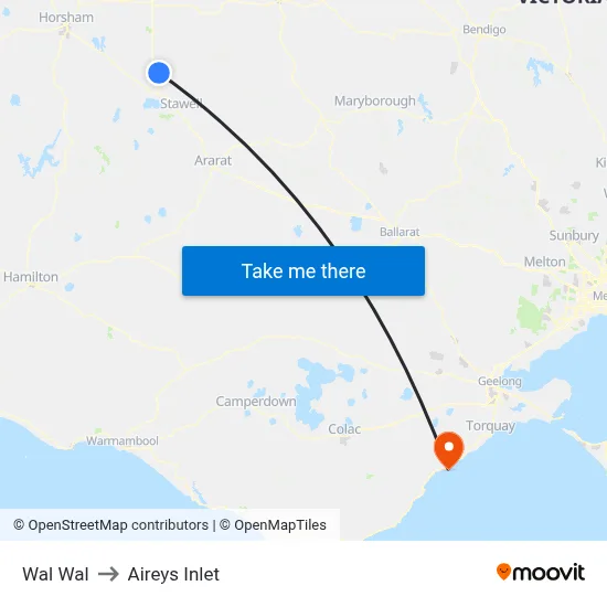 Wal Wal to Aireys Inlet map