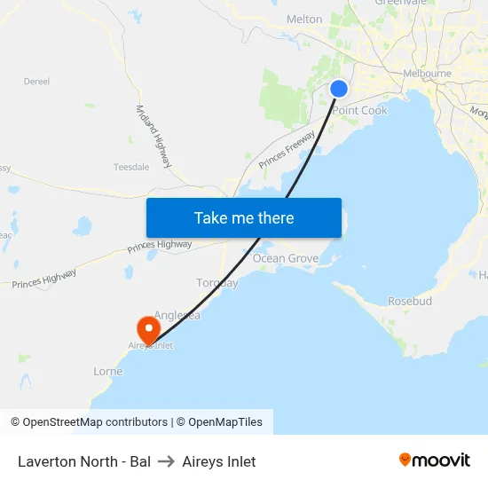Laverton North - Bal to Aireys Inlet map