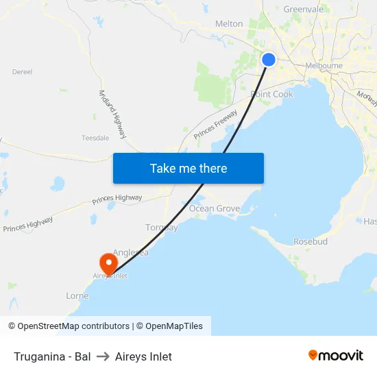 Truganina - Bal to Aireys Inlet map