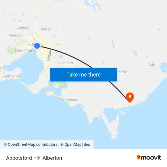 Abbotsford to Alberton map