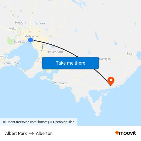 Albert Park to Alberton map