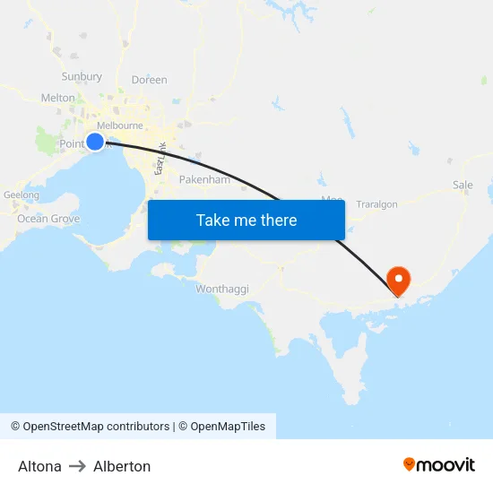 Altona to Alberton map